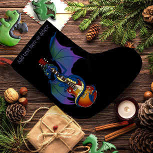 Blue Dragon Sunburst Guitar Music Large Christmas Stocking
