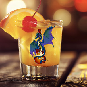 Blue Dragon Sunburst Guitar Music Shot Glass