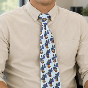 Blue Dragon Sunburst Guitar Music Tie
