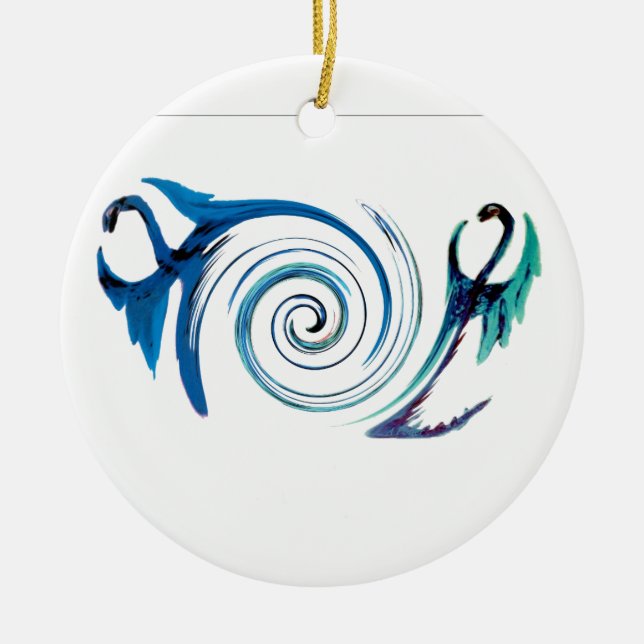 Blue Dragon Swirls Fantasy Animal Ceramic Tree Decoration (Front)