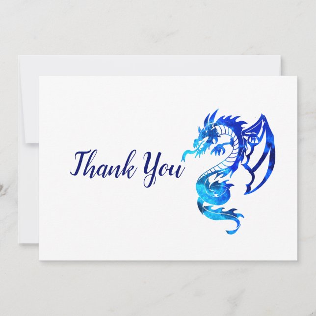 Blue Dragon Tribal Tattoo Thank You Card (Front)