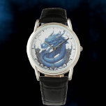 Blue Dragon Watch<br><div class="desc">Unleash the power of time with this exquisite watch, featuring a meticulously crafted blue dragon design, symbolising strength and wisdom. Encased in a sleek silver frame and complemented by a luxurious black leather strap, this timepiece is not just an instrument of precision but also a masterpiece of artistry. Every detail...</div>