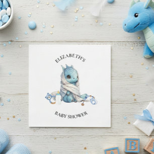 Blue  Dragon Watercolor Baby Shower  Napkin