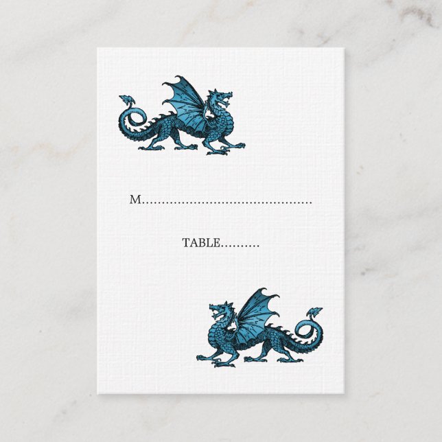 Blue Dragon Wedding Place Card (Front)