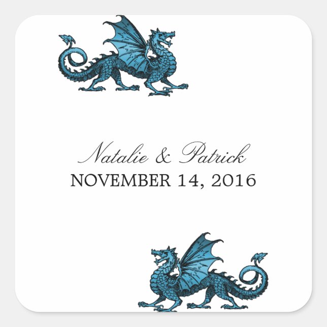 Blue Dragon Wedding Stickers (Front)