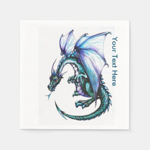 Blue Dragon White Cocktail Paper Napkins
