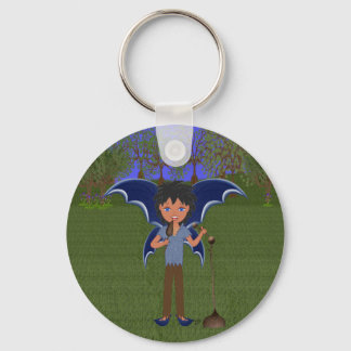 Blue Dragon Winged Musical Boy Faerie Key Ring