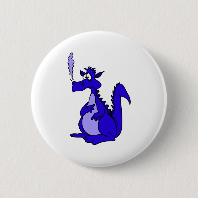 Blue Dragon with smoke 6 Cm Round Badge (Front)