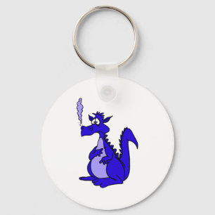 Blue Dragon with smoke Key Ring