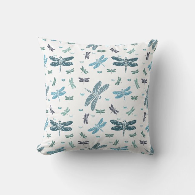 Blue Dragonflies Cushion (Front)