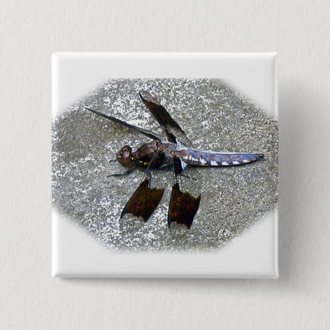 Blue Dragonfly 15 Cm Square Badge (Front)