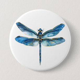 Blue dragonfly 7.5 cm round badge