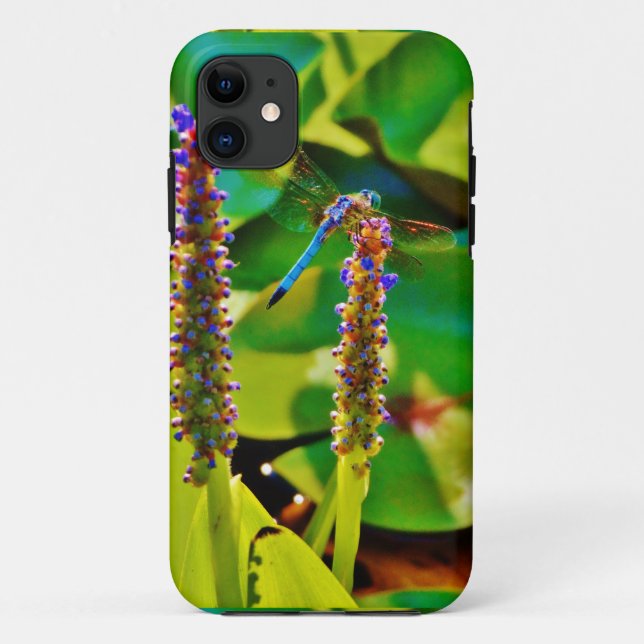 Blue Dragonfly and flowers Case-Mate iPhone Case (Back)