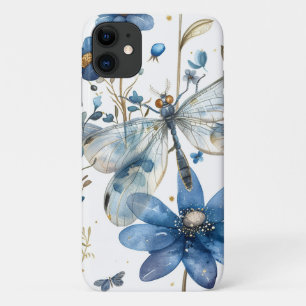 Blue Dragonfly and Flowers iPhone Case-Mate iPhone Case