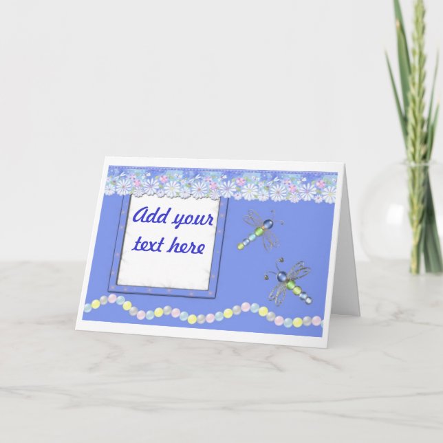 Blue Dragonfly Birthday Party Invitations (Front)