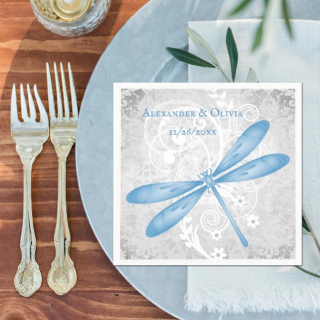 Blue Dragonfly Bridal Shower Napkin (Blue Dragonfly Bridal Shower Napkin)