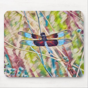 Blue Dragonfly Colourful Art Mouse Pad