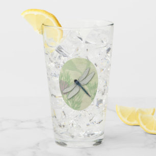 Blue Dragonfly Drinking Glass