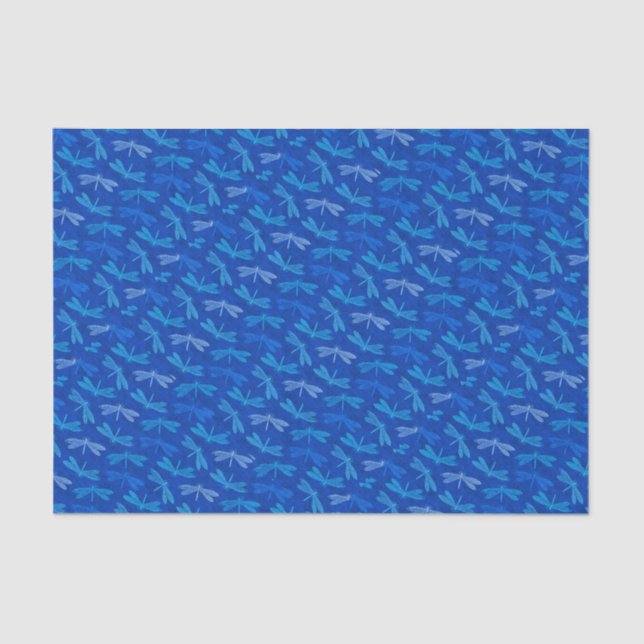 Blue Dragonfly Elegant Cobalt Blue Birthday Tissue Paper (Front)