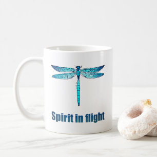 Blue Dragonfly in Flight Illustration Coffee Mug