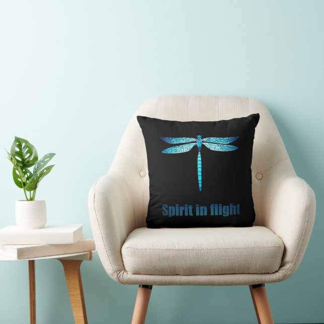Blue Dragonfly in Flight Illustration Cushion (Chair)