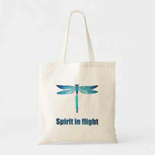 Blue Dragonfly in Flight Illustration Tote Bag