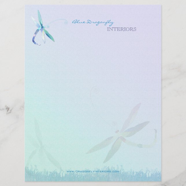 Blue Dragonfly Interior Design Business Customised Letterhead (Front)
