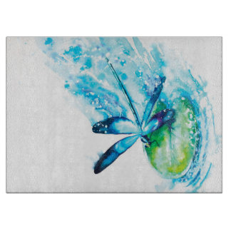 Blue Dragonfly Landing canvas print| lovely canvas Cutting Board