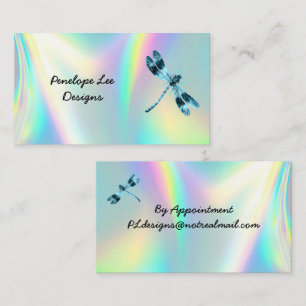 Blue Dragonfly Minimalist Classy Opalescent Business Card