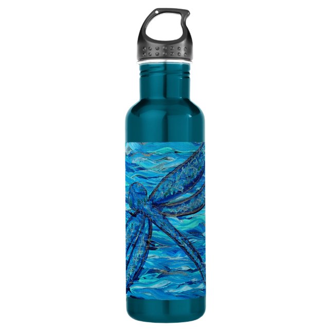Blue Dragonfly Painting 710 Ml Water Bottle (Front)