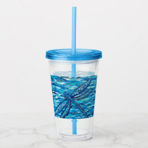 Blue Dragonfly Painting Acrylic Tumbler