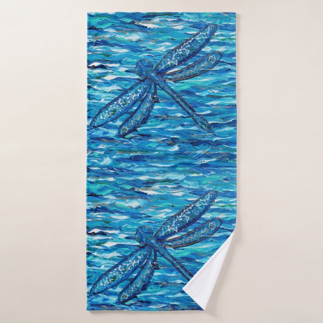 Blue Dragonfly Painting Bath Towel Set (Bath Towel)