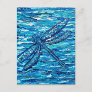 Blue Dragonfly Painting Postcard