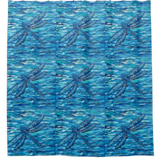 Blue Dragonfly Painting Shower Curtain