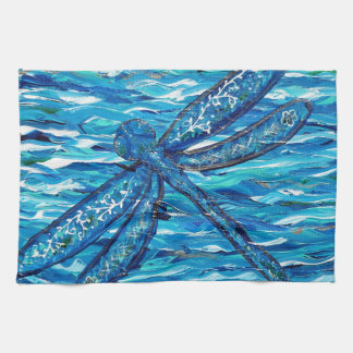 Blue Dragonfly Painting Tea Towel