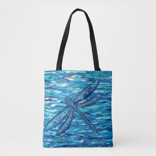 Blue Dragonfly Painting Tote Bag (Front)