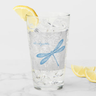 Blue Dragonfly Personalised Glass Cup