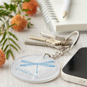 Blue Dragonfly Personalised Keychain