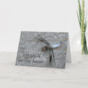 Blue Dragonfly Ring Bearer Request Card
