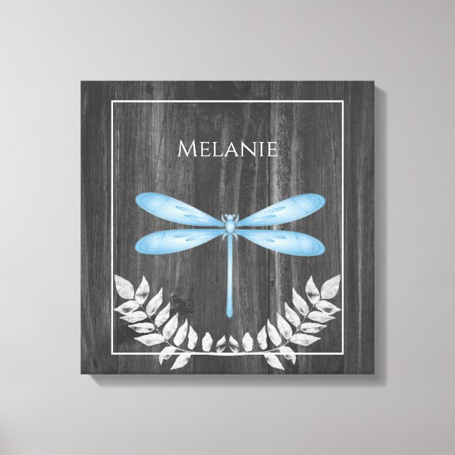 Blue Dragonfly Rustic Canvas Print (Front)