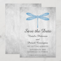 Blue Dragonfly Save the Date Invite
