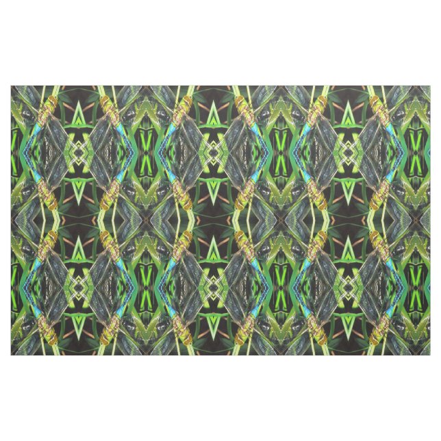 Blue Dragonfly Shimmering Wings Painting Fabric (Fat Quarter)