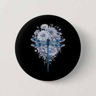 Blue Dragonfly Watercolor Art Insects Lover Earth  6 Cm Round Badge