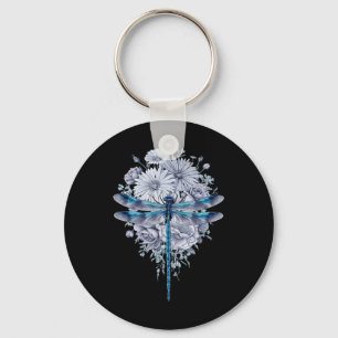 Blue Dragonfly Watercolor Art Insects Lover Earth Key Ring