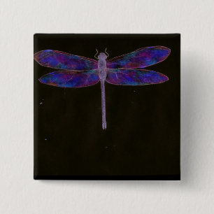 Blue Dragonfly wearable art 15 Cm Square Badge