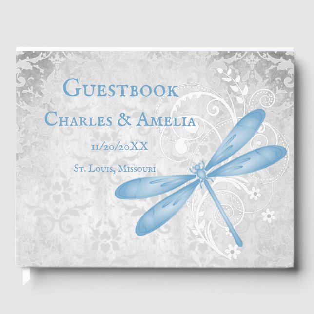 Blue Dragonfly Wedding Guestbook (Front)