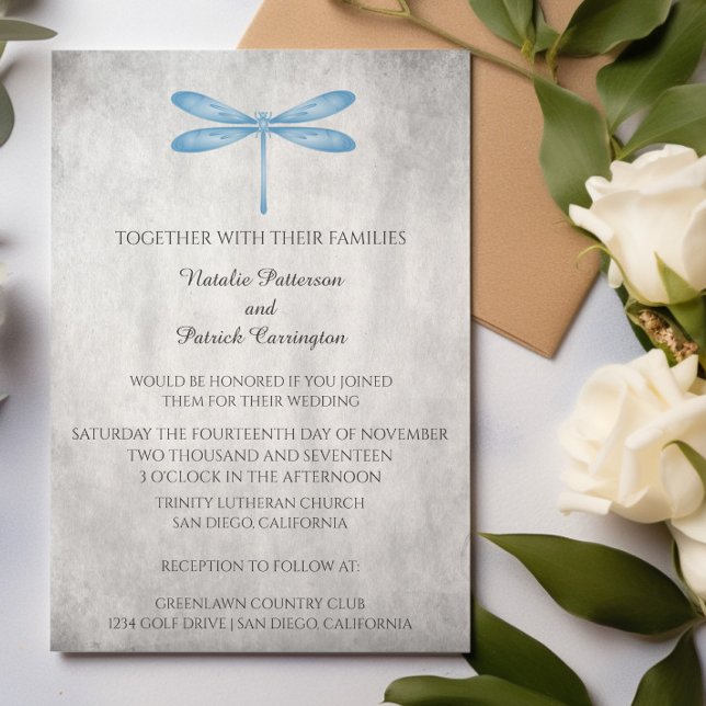 Blue Dragonfly Wedding Invitation (Blue Dragonfly Wedding Invitation)