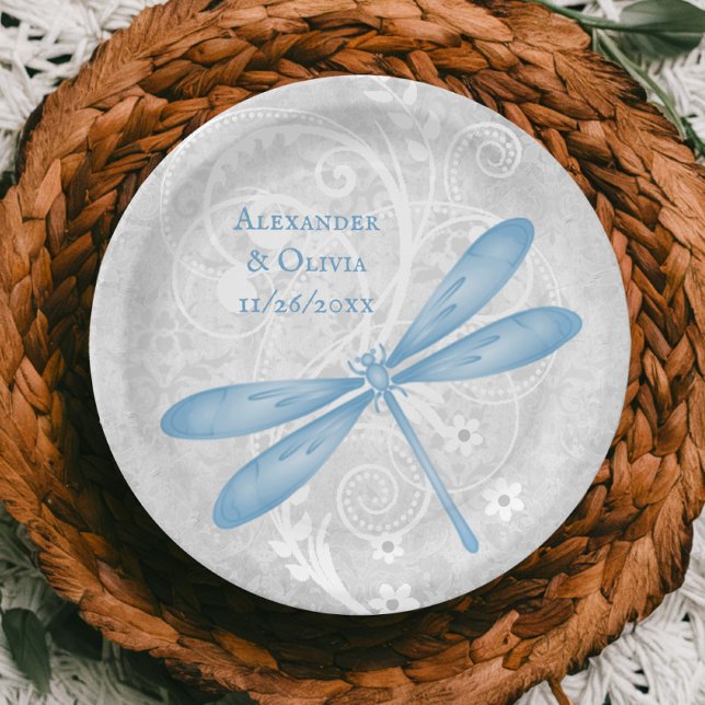 Blue Dragonfly Wedding Paper Plate (Blue Dragonfly Wedding Paper Plate)