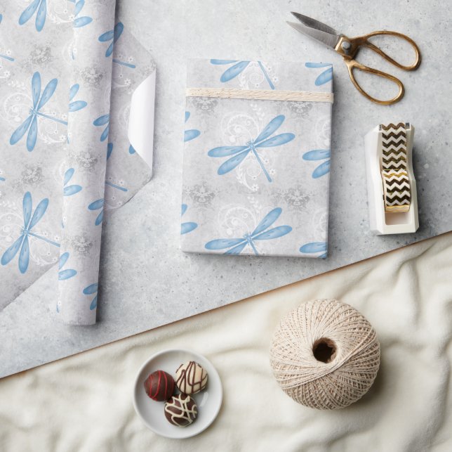 Blue Dragonfly Wedding Wrapping Paper (Crafts)