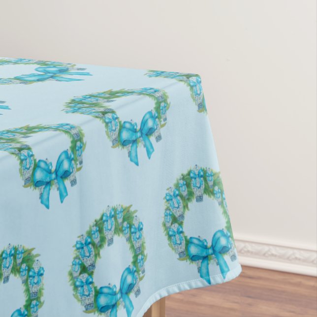  Blue Dragons Chinoiserie Ginger Jar Jars  Tablecloth (In Situ)